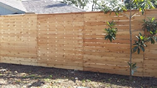 wood fence in spring