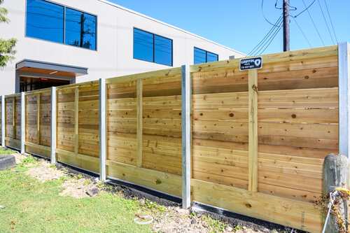 horizontal fence with steel posts
